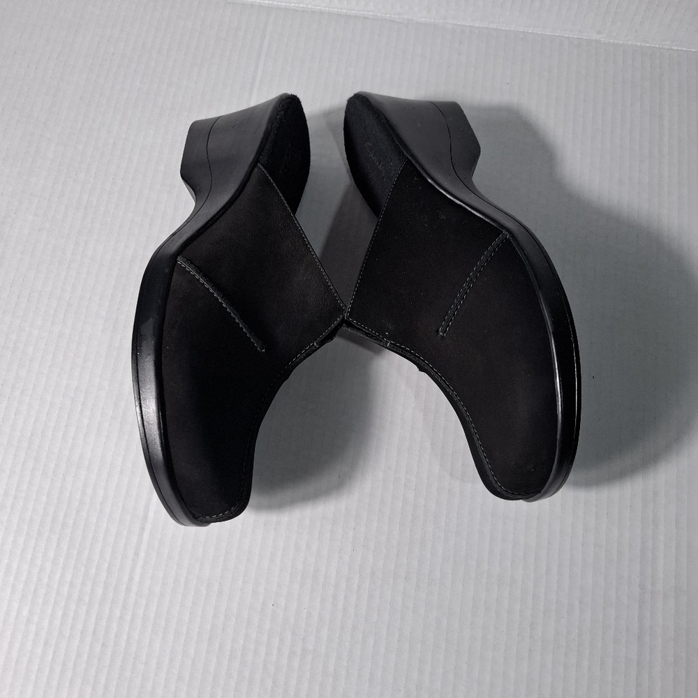 Clarks Women’s Leather Clogs Black Size 9.5M Slip On Shoes - Picture 3 of 10
